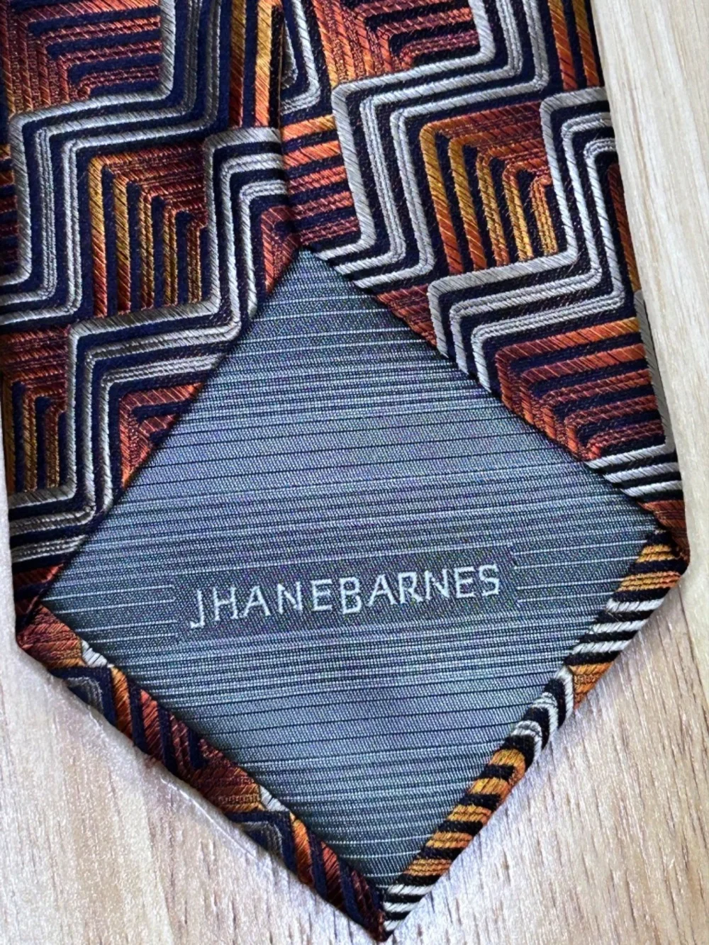 Jhane Barnes Handmade 100% Silk Woven Tie Multicolor Geometric